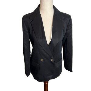 J.Crew Petite $218 Drapey twill double-breasted blazer Black Size 8P CB292